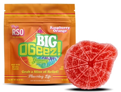 Photograph of product: Ogeez - Pegs BIG Raspberry Orange RSO - 100 mg