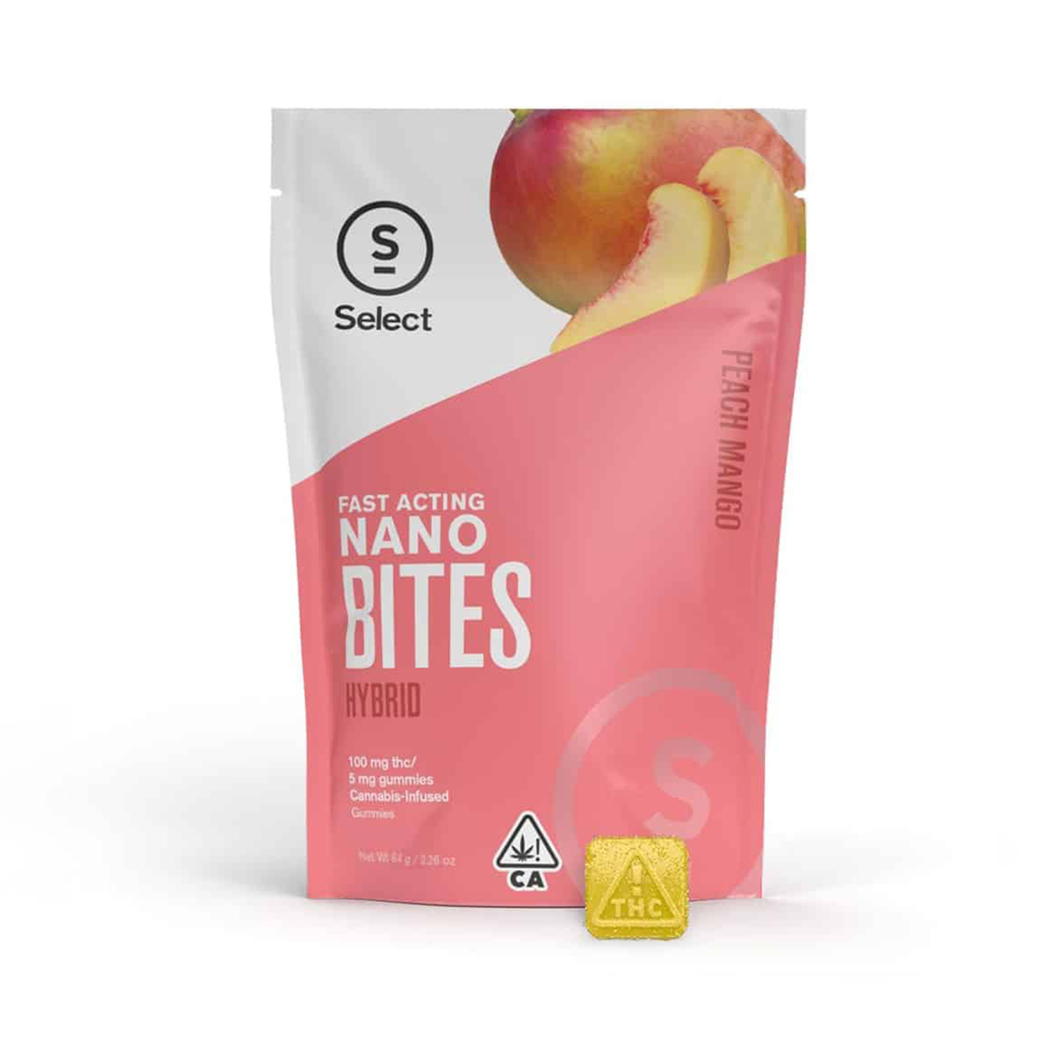 Photograph of product: Select - Nano Bites - Peach Mango - Gummies - Hybrid - 5mg - 100mg
