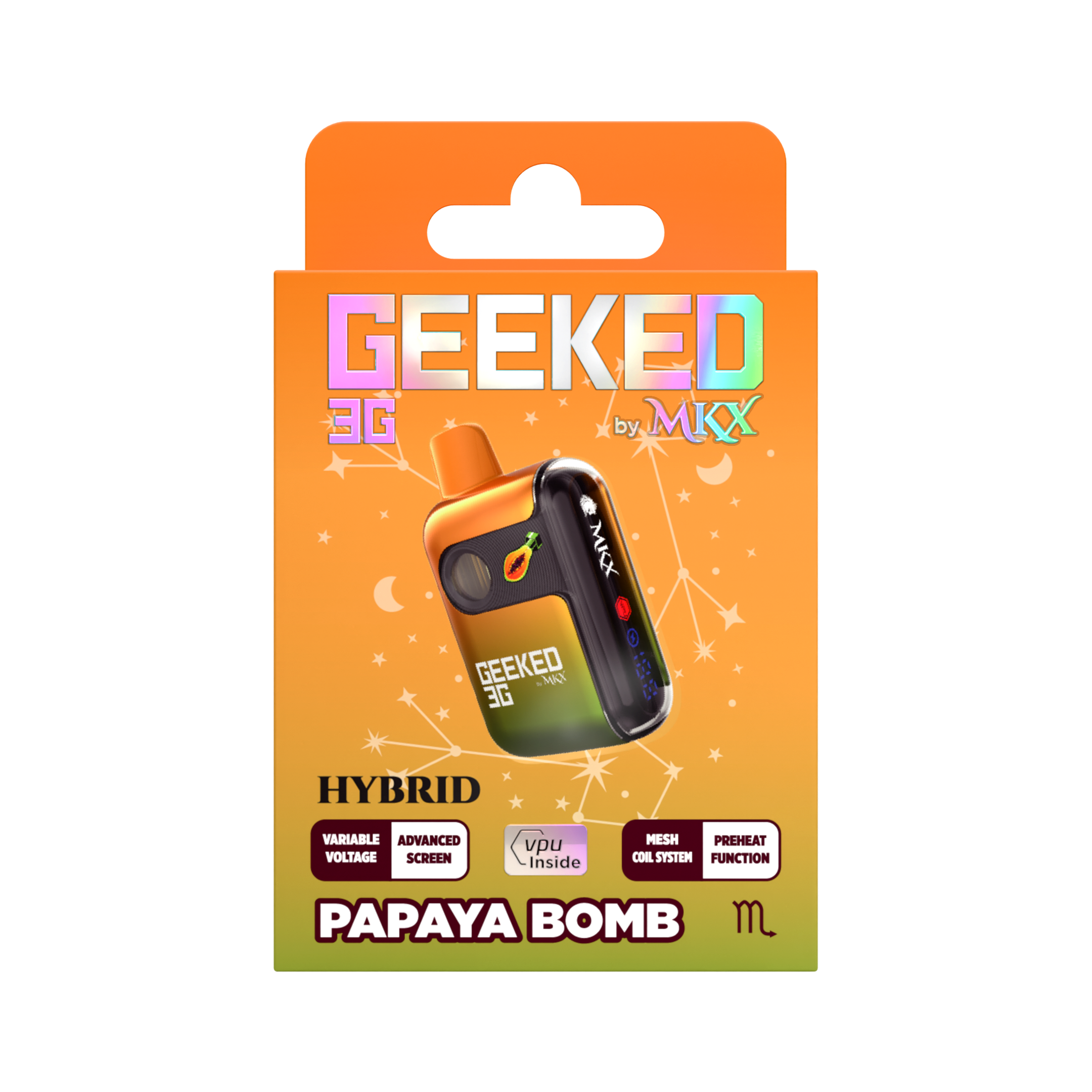 Photograph of Product: Geeked x MKX - Disposable 3g - Papaya Bomb - Hybrid