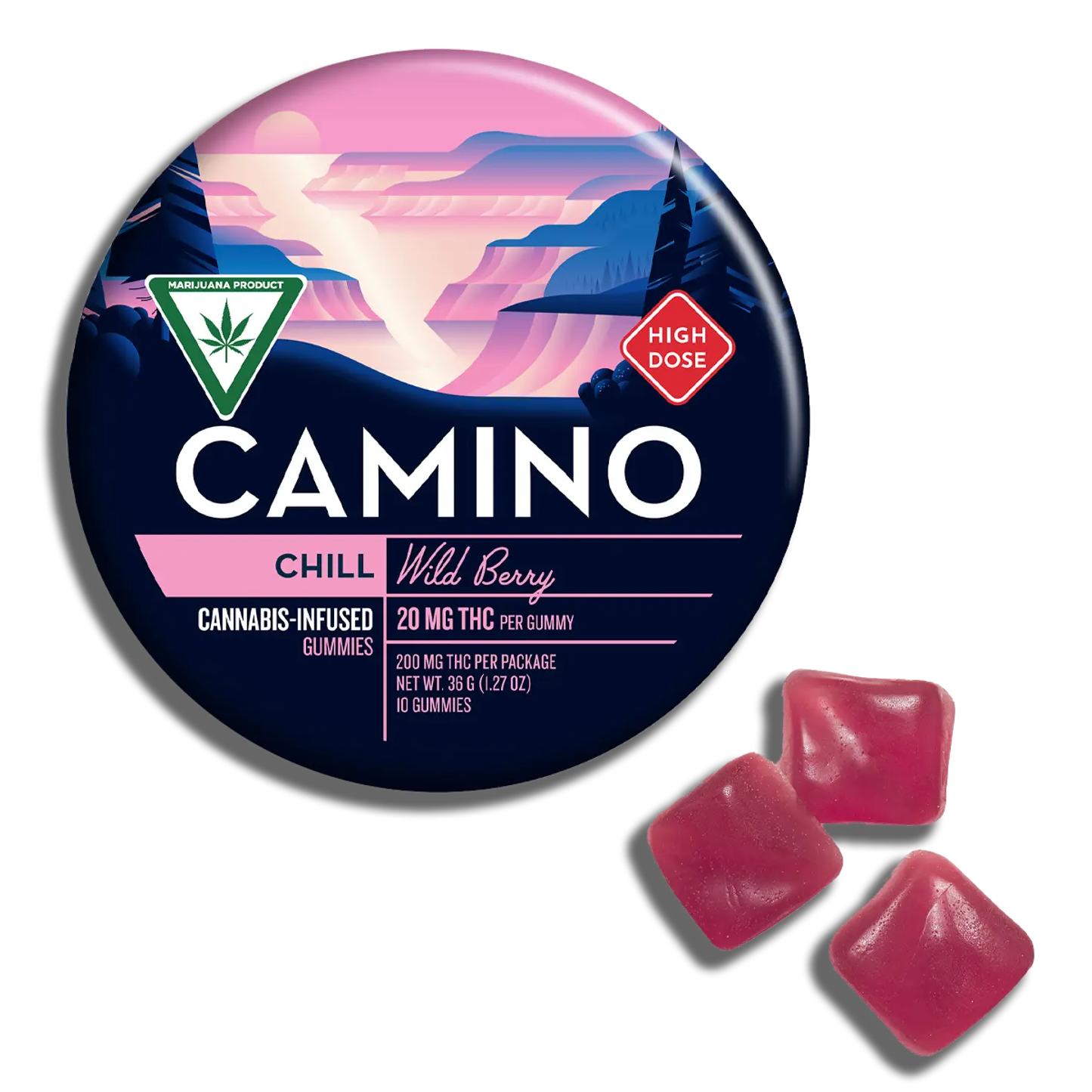 Photograph of Product: Camino Wild Berry Chill Gummies 200mg Rec