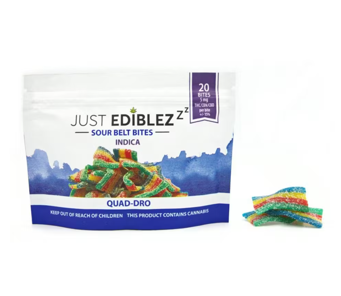 Photograph of product: Sour Belt Quad-Dro Sleep Bites (100mg)