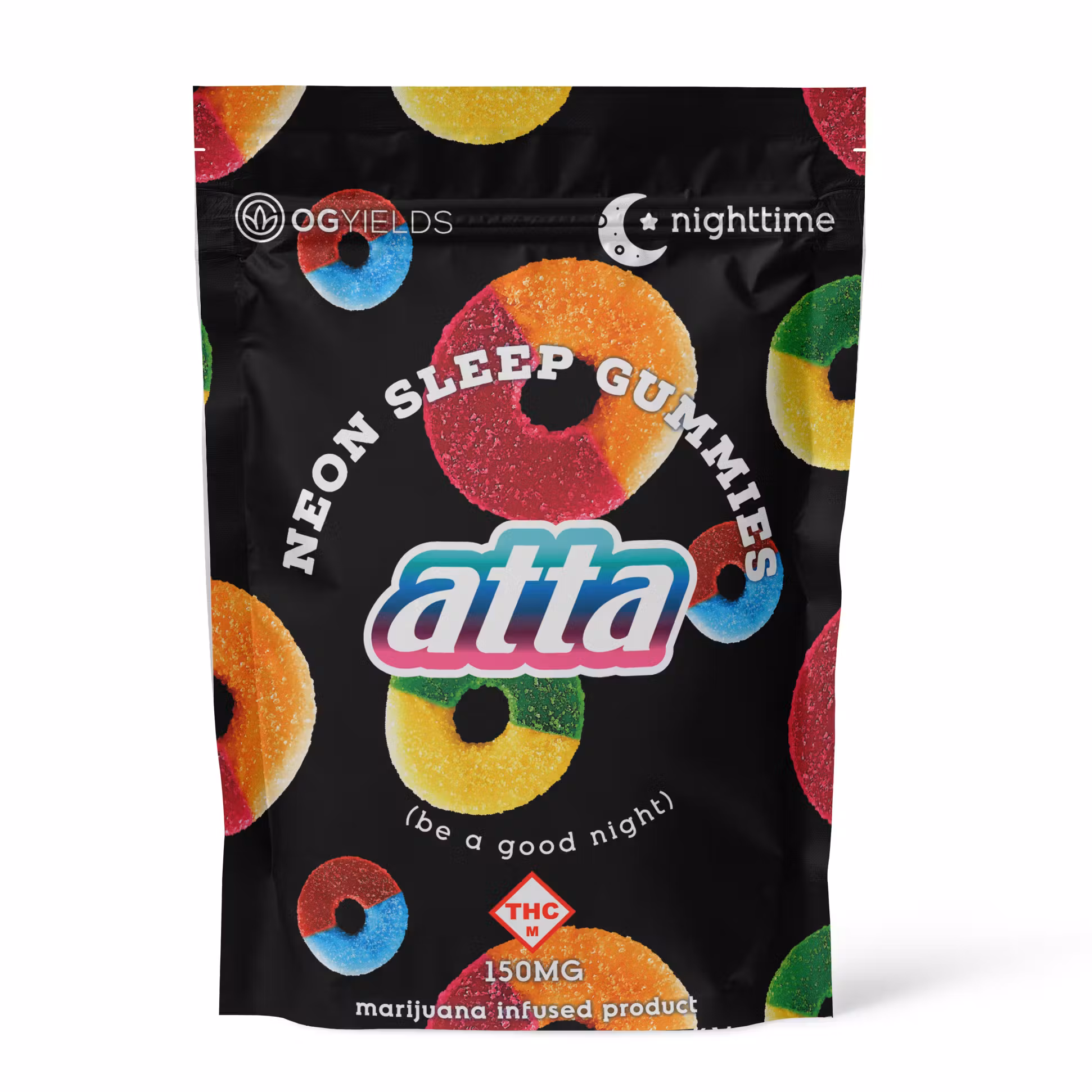 Photograph of product: ATTA - SLEEP - GUMMIES - 150MG - 6PK - NEON - Oui'd