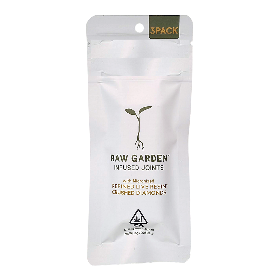 Photograph of product: Raw Garden Crushed Diamond Infused Preroll 3pk - 818 OG (I)