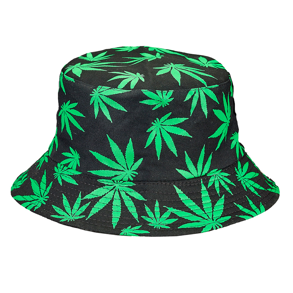Photograph of product: Bucket Hat w/ Green Leaf (Black)