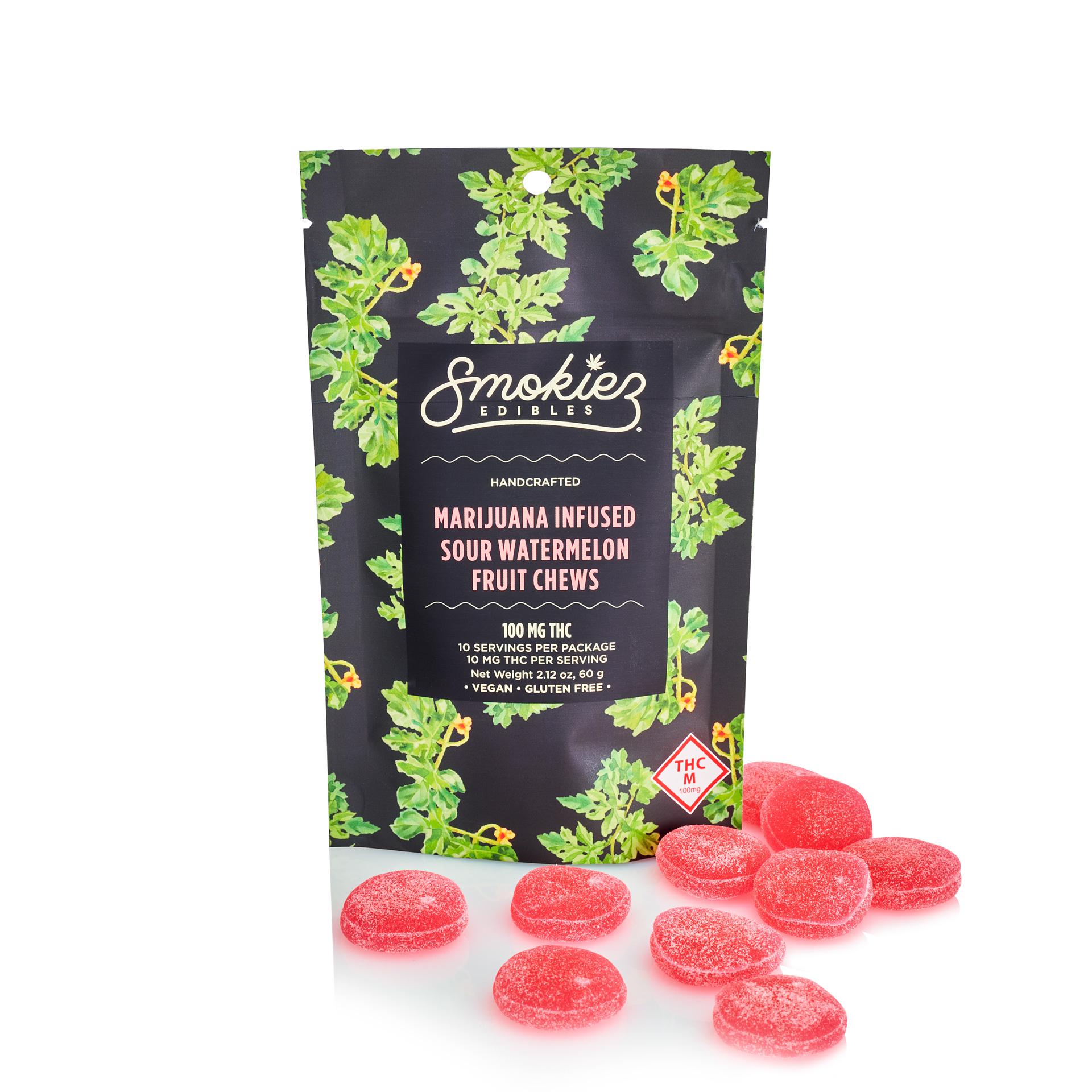 Photograph of product: SMOKIEZ 100MG HYBRID SOUR WATERMELON GUMMIES 10 PACK