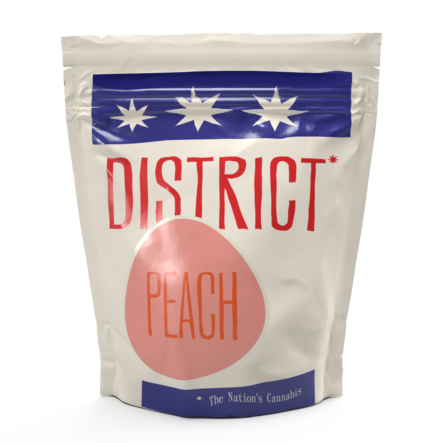 Photograph of product: District Oui'd | Peach | NON-Vegan Troche | 20mg TH-oui x 10pk