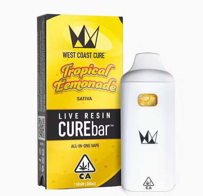 Photograph of product: West Coast Cure Tropical Lemonade Live Resin CUREbar AIO 1g