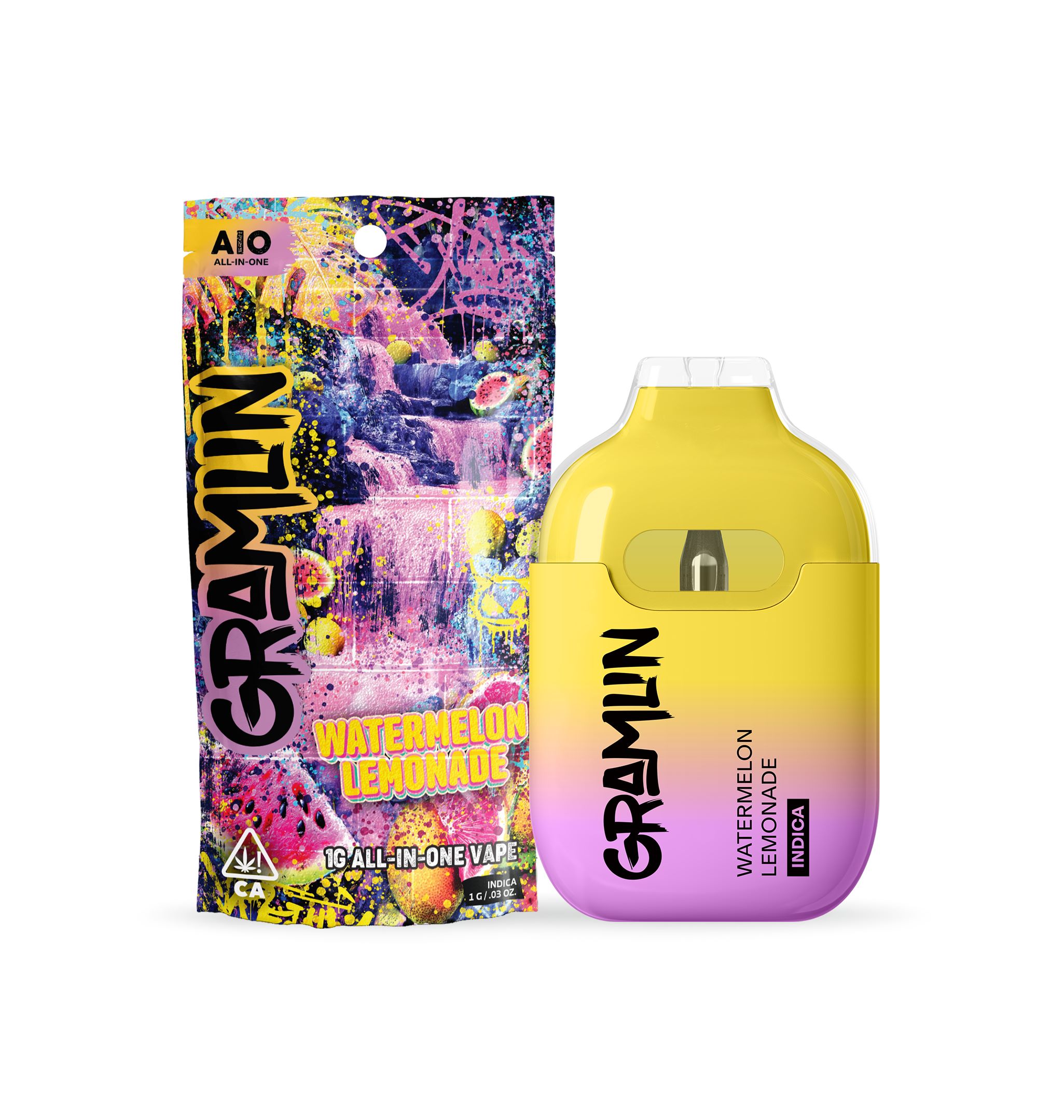 Photograph of product: GRAMLIN ALL-IN-ONE VAPE - WATERMELON LEMONADE 1G