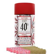 Photograph of product: (92403) STIIIZY 40s Strawberry Cough Infused Pre-roll -4pk (2g)