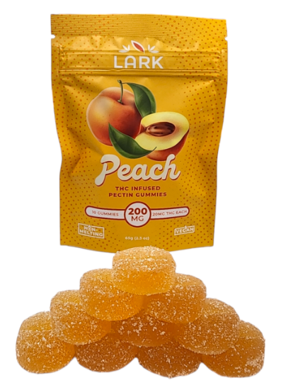 Photograph of product: 20mg Gummies: Lark Pectin - Peach (10 pack) - HSE