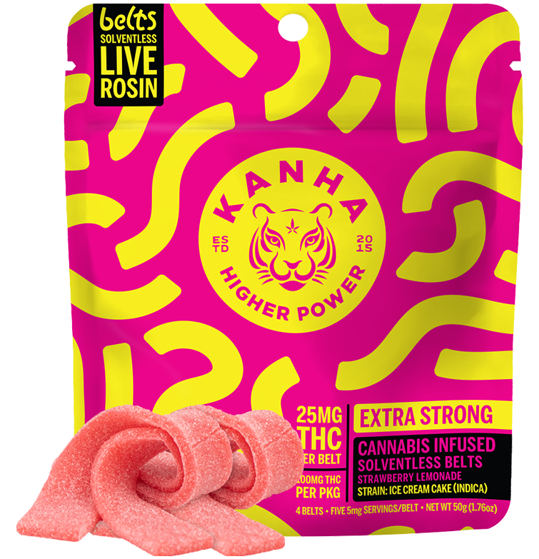 Photograph of product: Nano Strawberry Lemonade Indica LRosin Belts | 50G 100MG 4PK