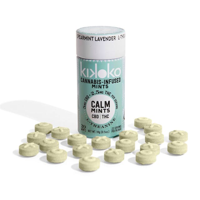 Photograph of product: CALM Kikoko Mints Spearmint Lavender 2:1 CBD:TH-oui 20pk - 