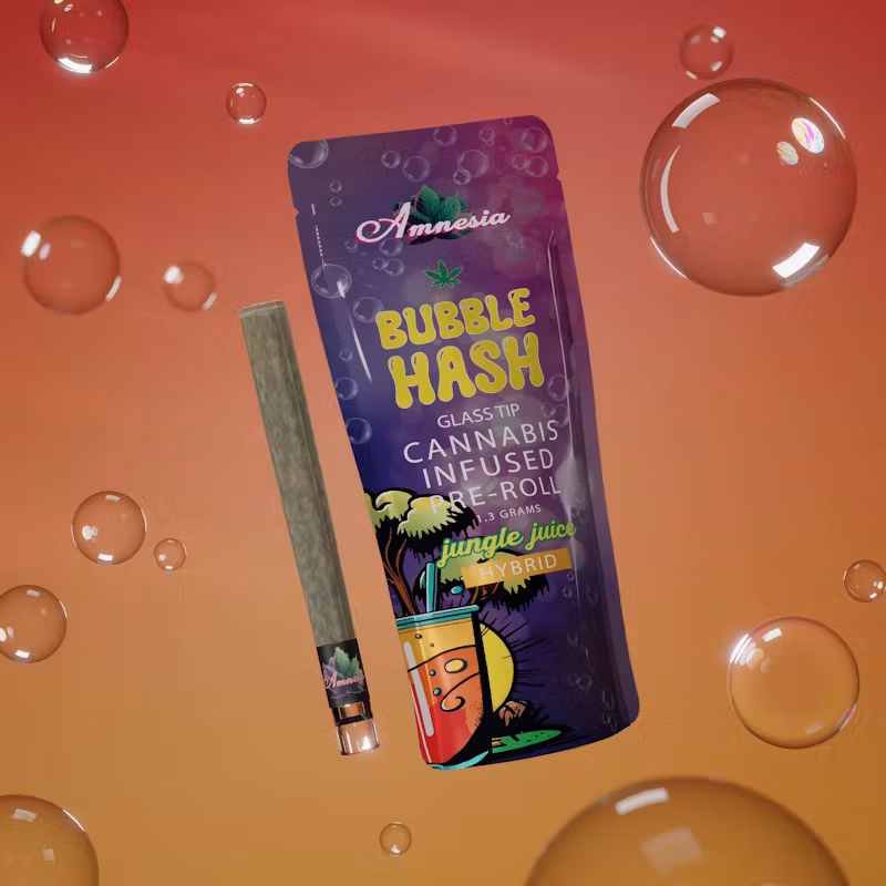 Photograph of product: Amnesia - Bubble au chocolat Glass Tip Infused Preroll - (1.3g) - Hybrid - **JUNGLE JUICE** (2/$20)