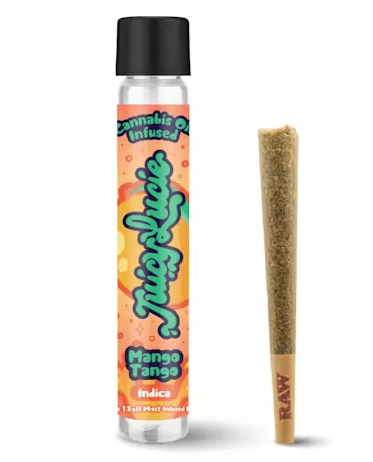 Photograph of product: JUICY LUCIE MANGO TANGO INFUSED PREROLL 1.2G