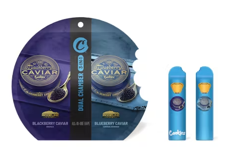 Photograph of product: Cookies Blackberry Caviar & Blueberry Caviar Dual Chamber All In One Vape