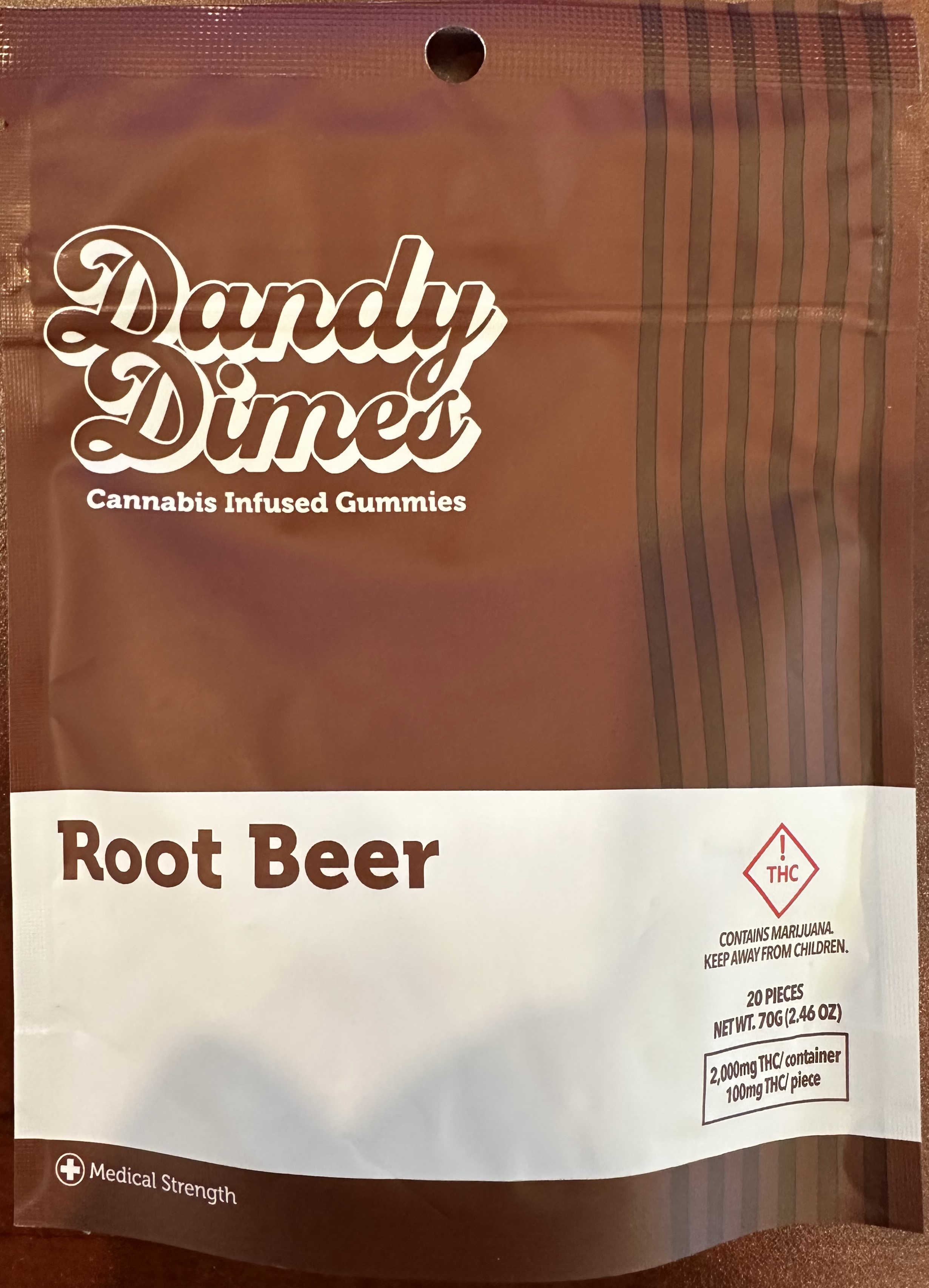Photograph of product: Dandy Dimes Gummies - Root Beer (2000mg)