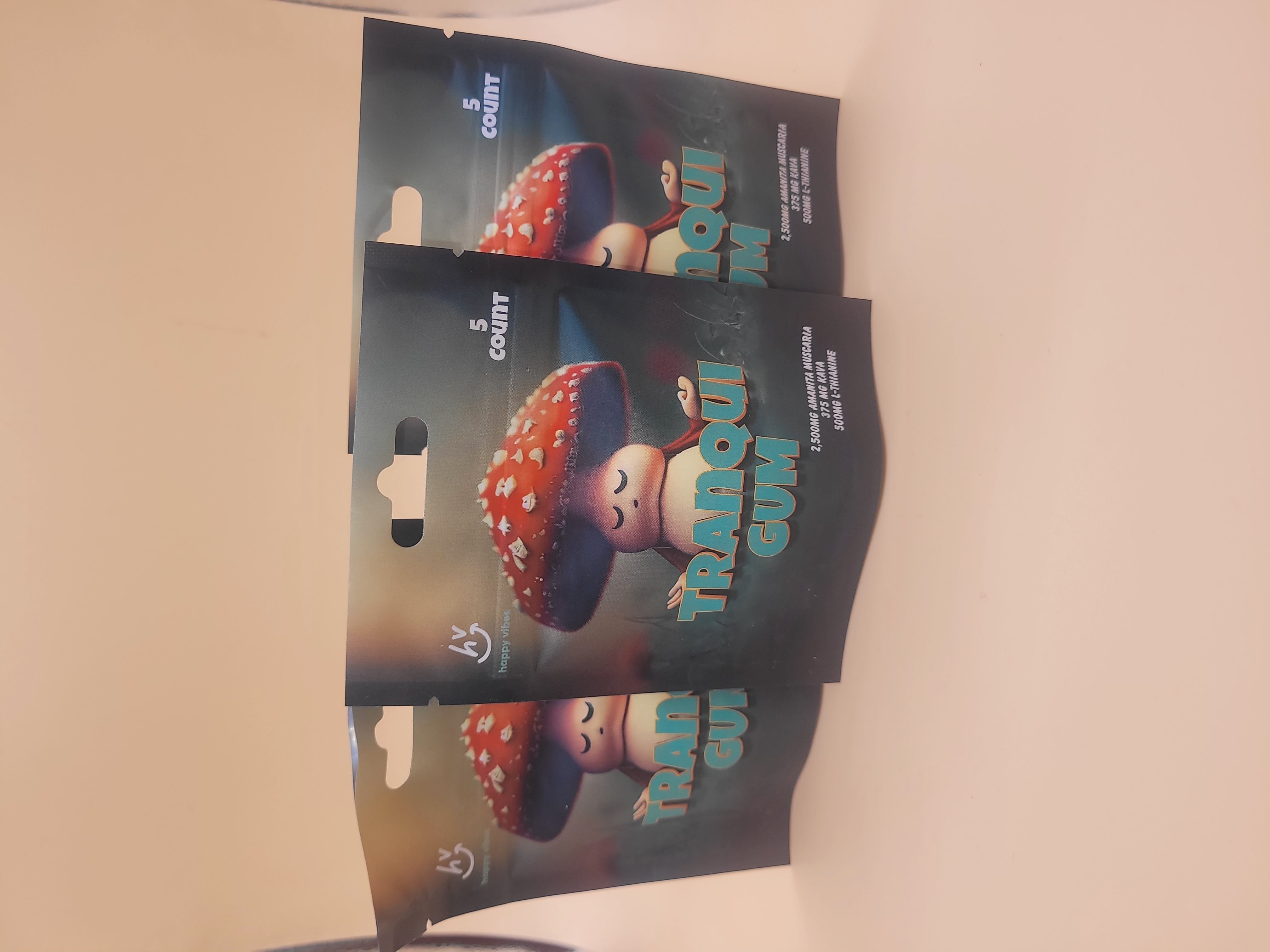 Photograph of Product: Happy Vibes Tranqui Gum Amnanita Muscaria Gummies