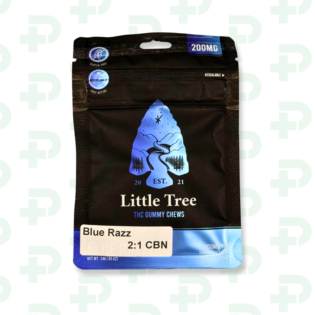 Photograph of product: Little Tree 200mg 2:1 CBN Gummies - Blue Razz