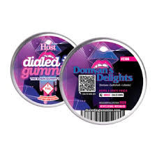 Photograph of product: Dialed In...Gummies (I) Domyan's Delights Batch #2306 Guava/Grape Punch Live Rosin Gummies 100mg