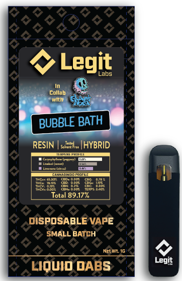 Photograph of product: Bubble Bath | Disposable | Cured Resin | Legit Labs