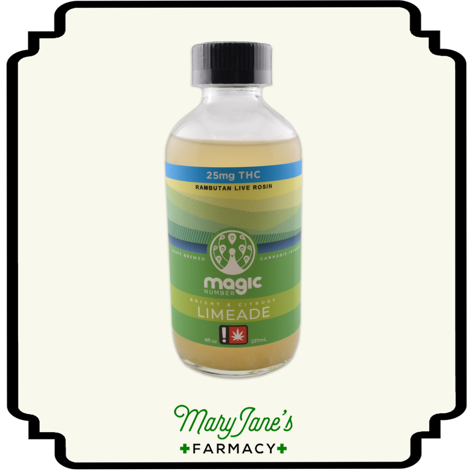 Photograph of product: Limeade 8oz Beverage Infused with Rambutan Live Rosin | 25mg