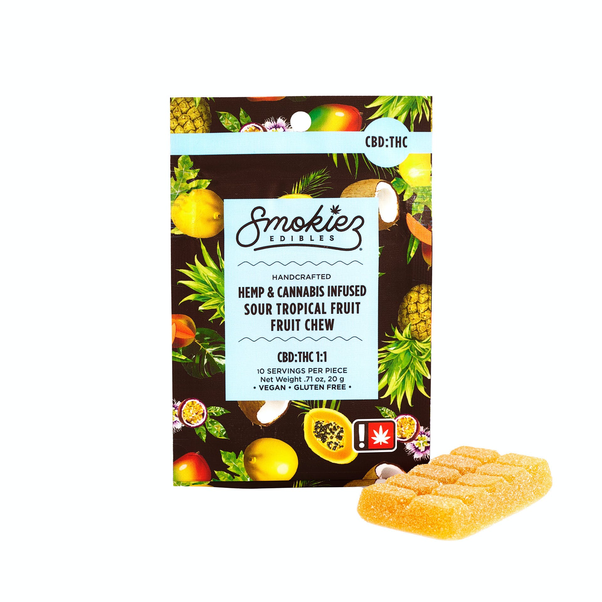 Photograph of product: 100mg (1:1) CBD/TH-oui Tropical Gummy Single