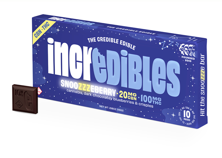 Photograph of product: Incredibles | Snoozzzeberry 5:1 TH-oui:CBN | 10mg/10pk Chocolates