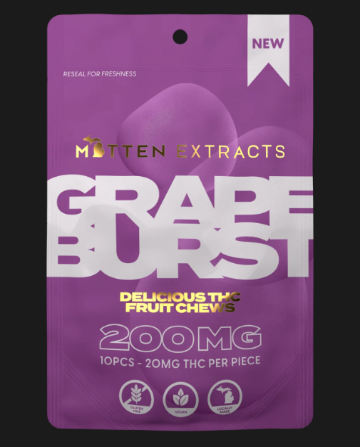 Photograph of product: Mitten Extracts | Grape Fruit Chews | 200mg