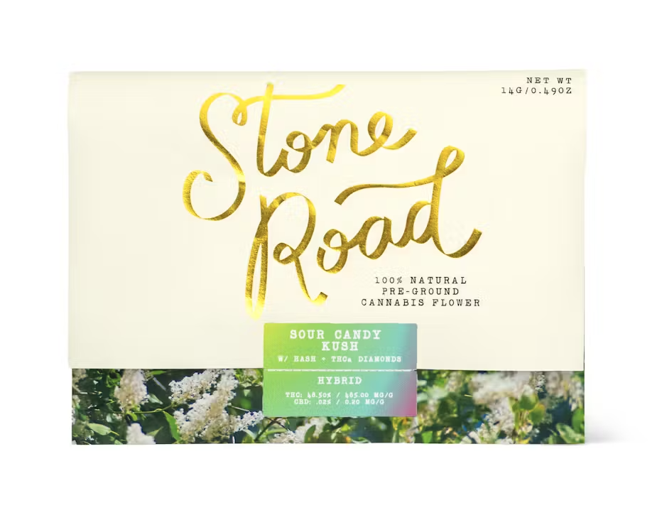 Photograph of product: Stone Road | Infused Ground Flower | Sour Candy Kush - 14g