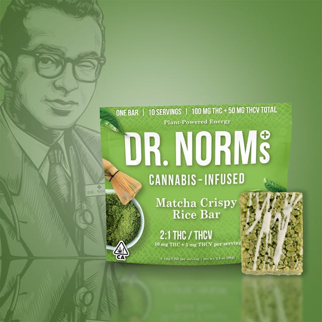 Photograph of product: Dr. Norm's - Matcha Crispy Rice Bar 2:1 TH-oui:TH-ouiV - Dr. Norm's - Matcha Crispy Rice Bar 2:1 TH-oui:TH-ouiV