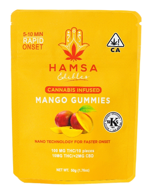 Photograph of product: Hamsa - Mango Kosher Gummies - 100mg (10pcs)