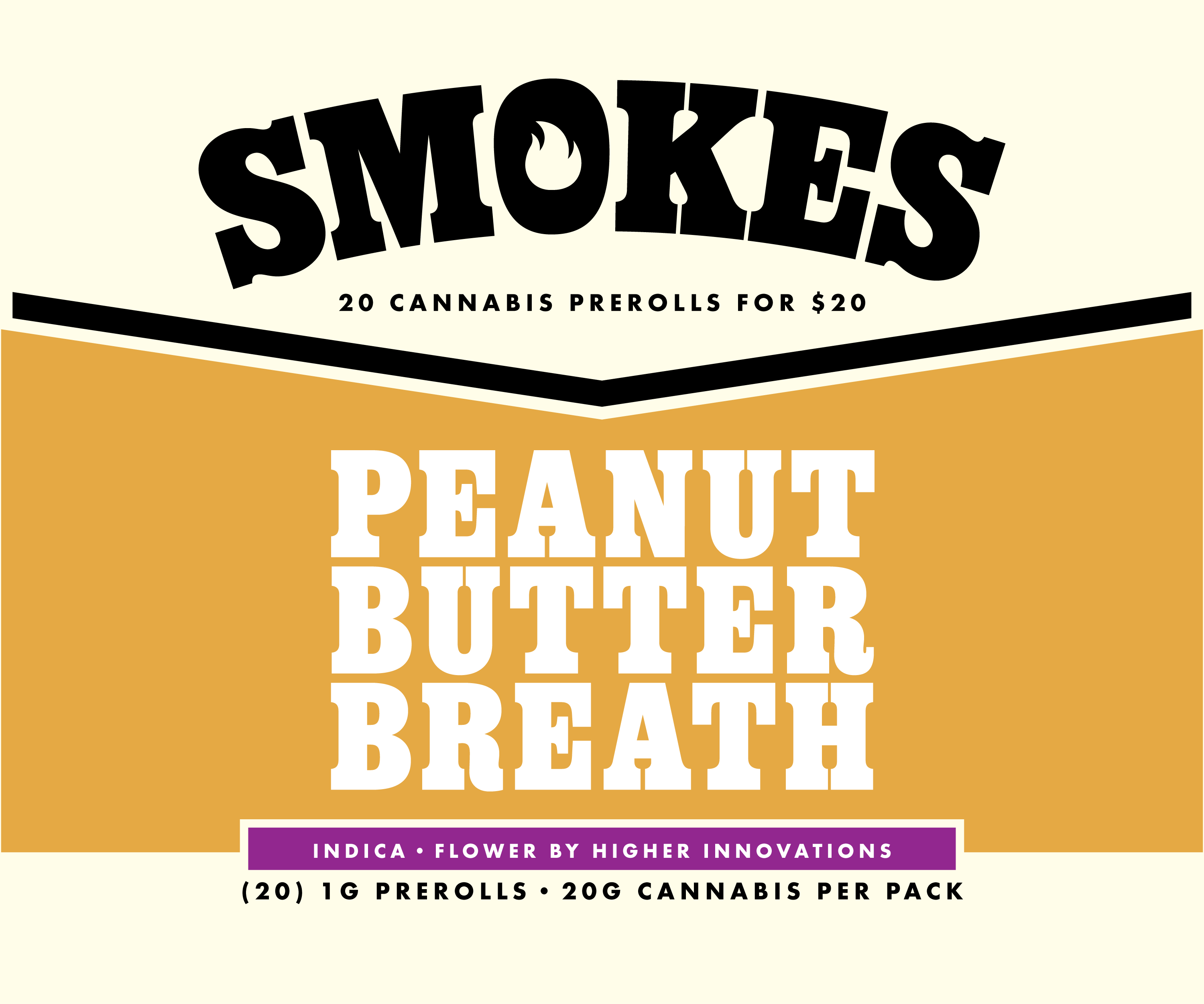 Photograph of product: Smokes | Peanut Butter Breath | 20pk/ Non Infused Prerolls