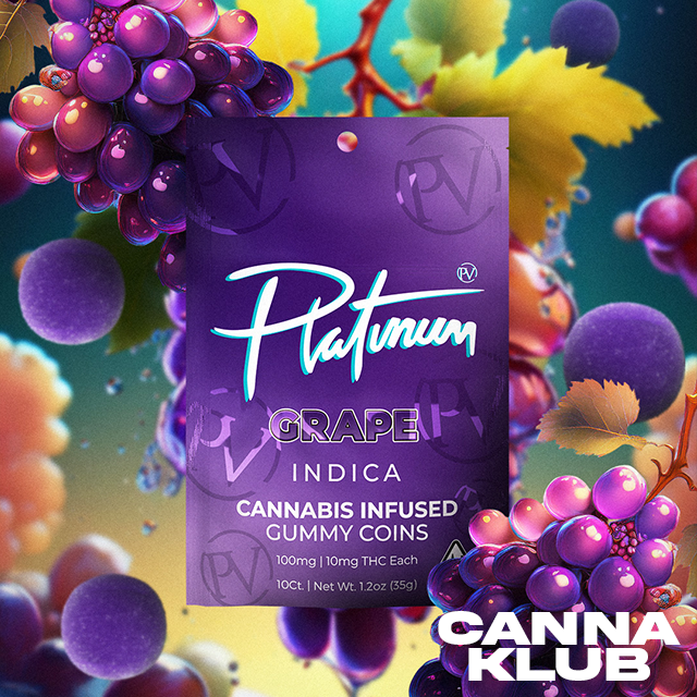 Photograph of product: 200MG GRAPE GUMMY COINS