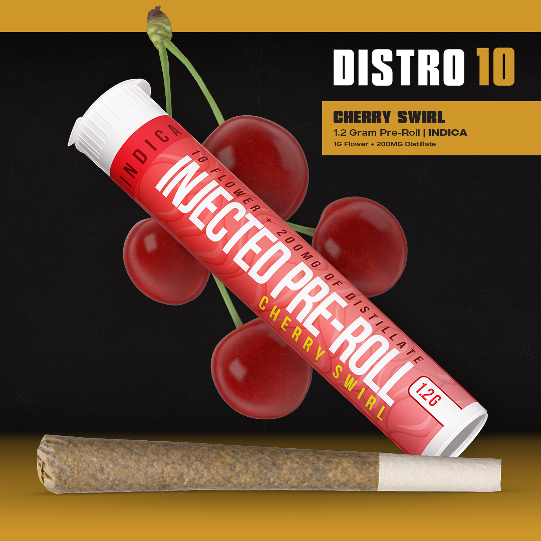 Photograph of product: Distro 10 Injected Preroll | Cherry Swirl