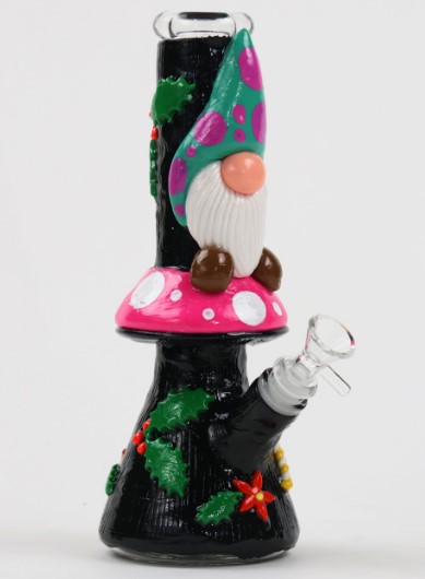 Photograph of product: $75 10" Christmas Mushroom Elf Bong