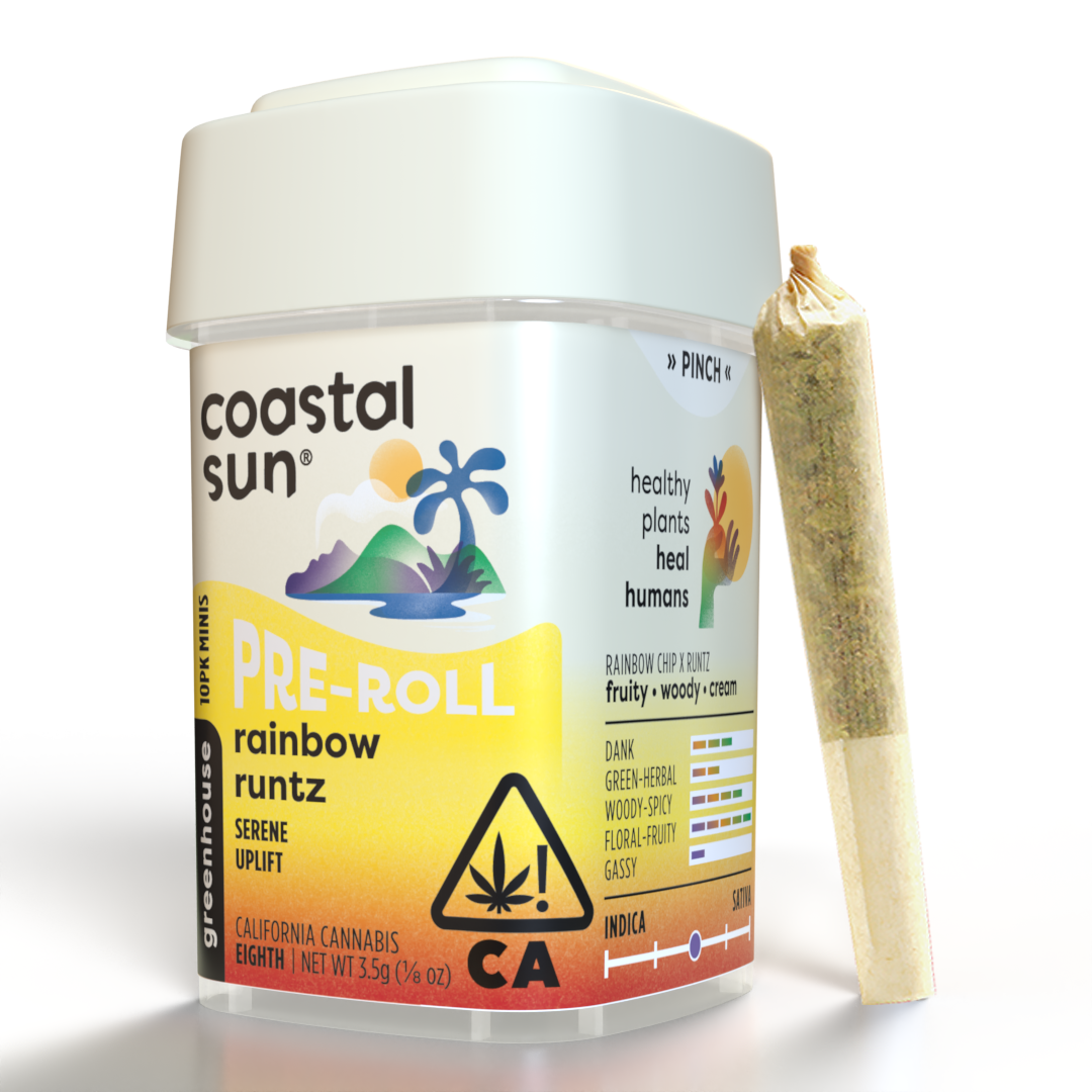 Photograph of product: Rainbow Runtz Greenhouse 0.35g Pre-Roll 10pk 3.5g