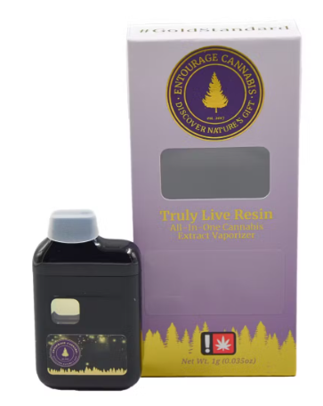 Photograph of product: Entourage Oui'd - ZESTY JET FUEL - Disposable Live Resin Cartridge - - H