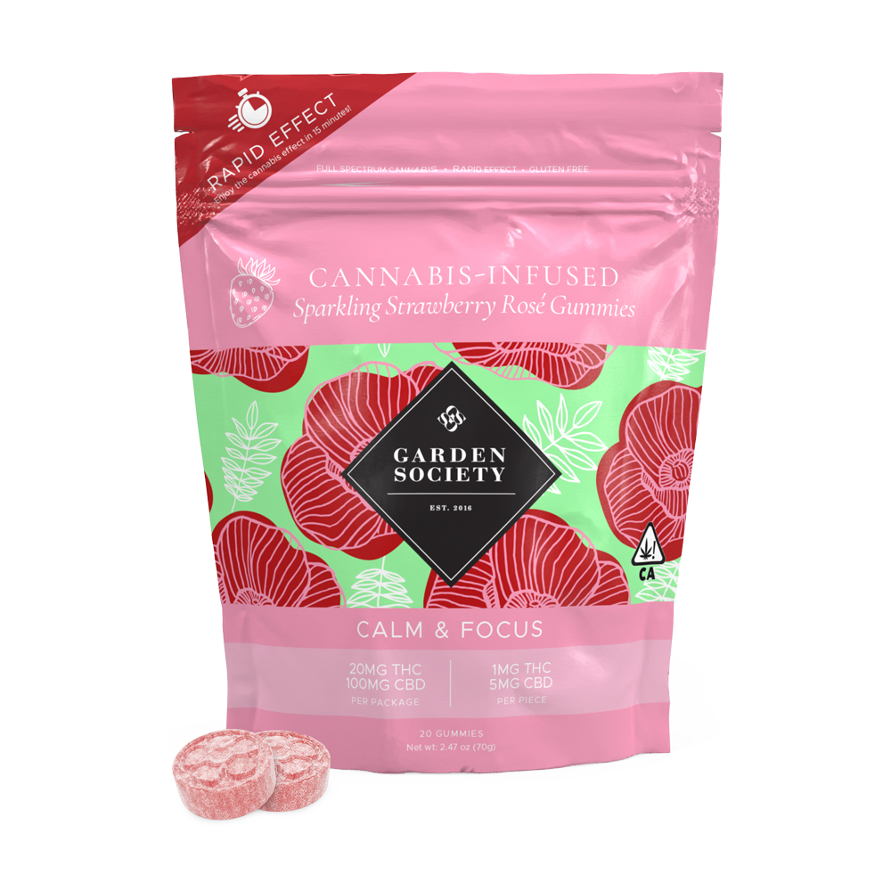 Photograph of product: Sparkling Strawberry Ros Calm & Focus Gummies 20 Count