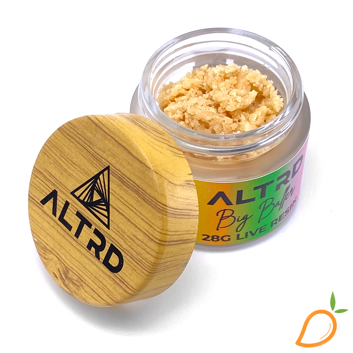 Photograph of product: 28g Sticky Papaya Live Resin Baller Jar ALTRD