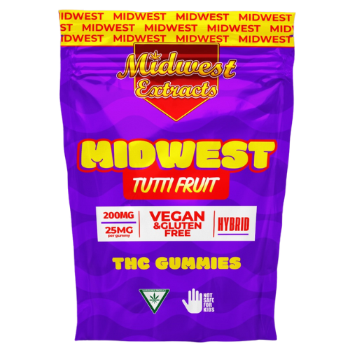 Photograph of product: Midwest Extracts Tutti Fruit Gummies 8 Pieces 200mg TH-oui