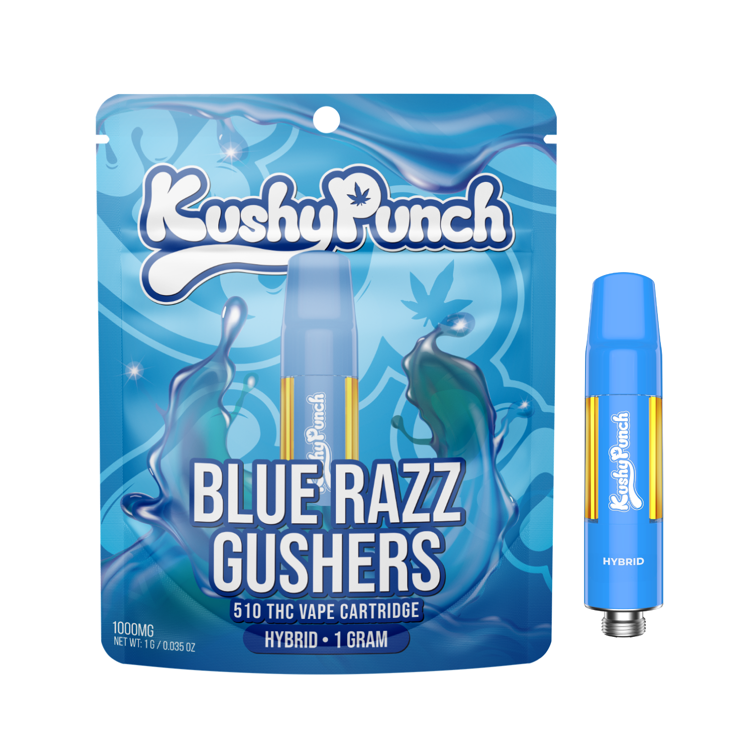 Photograph of product: Kushy Punch Blue Razz Gushers Cartridge Rec