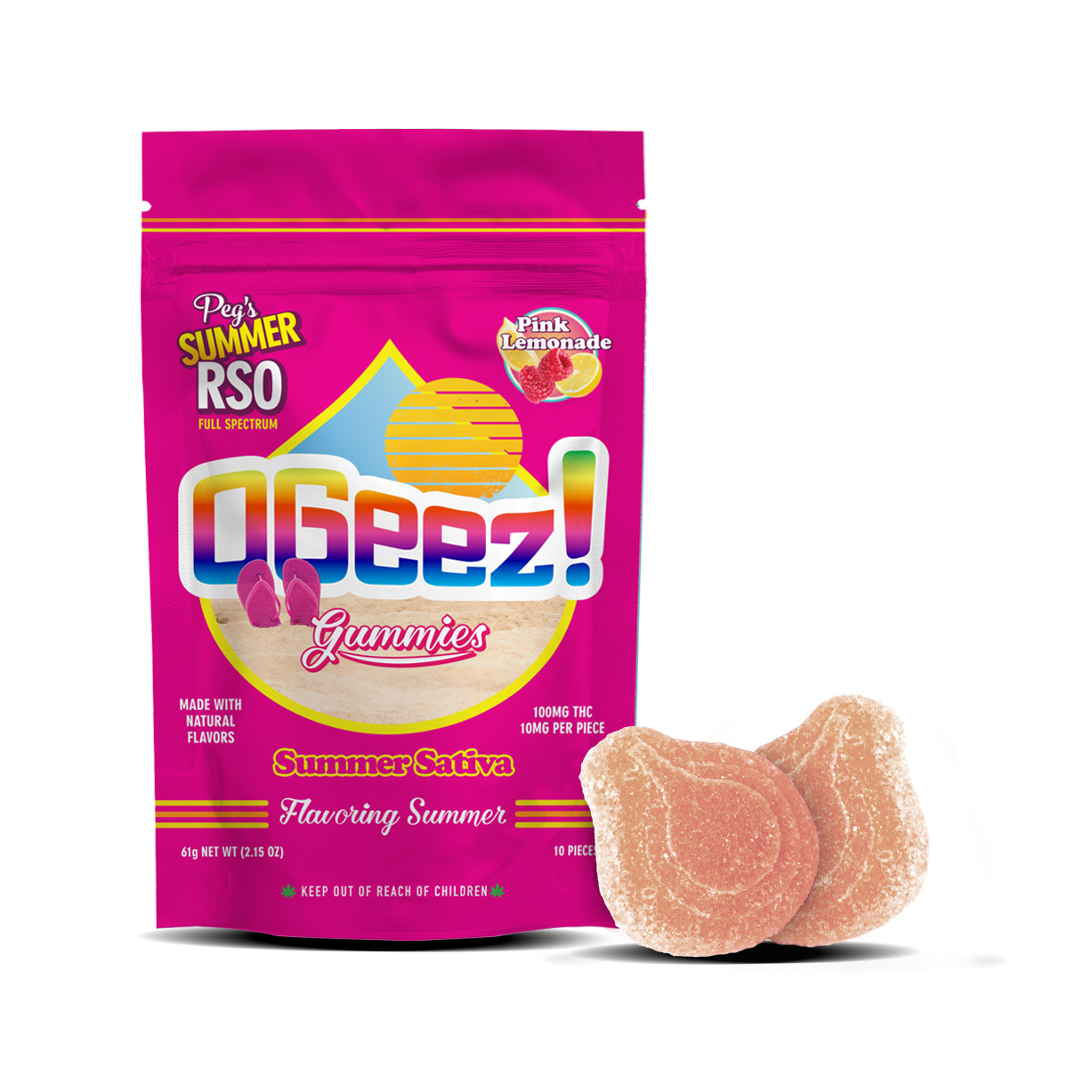 Photograph of product: OGeez - Peg's Summer Pink Lemonade - 100mg RSO