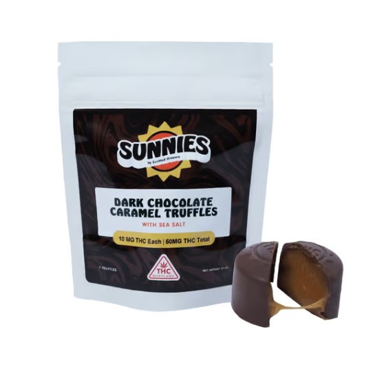 Photograph of product: 50mg Dark Chocolate Caramel Truffles 5pk