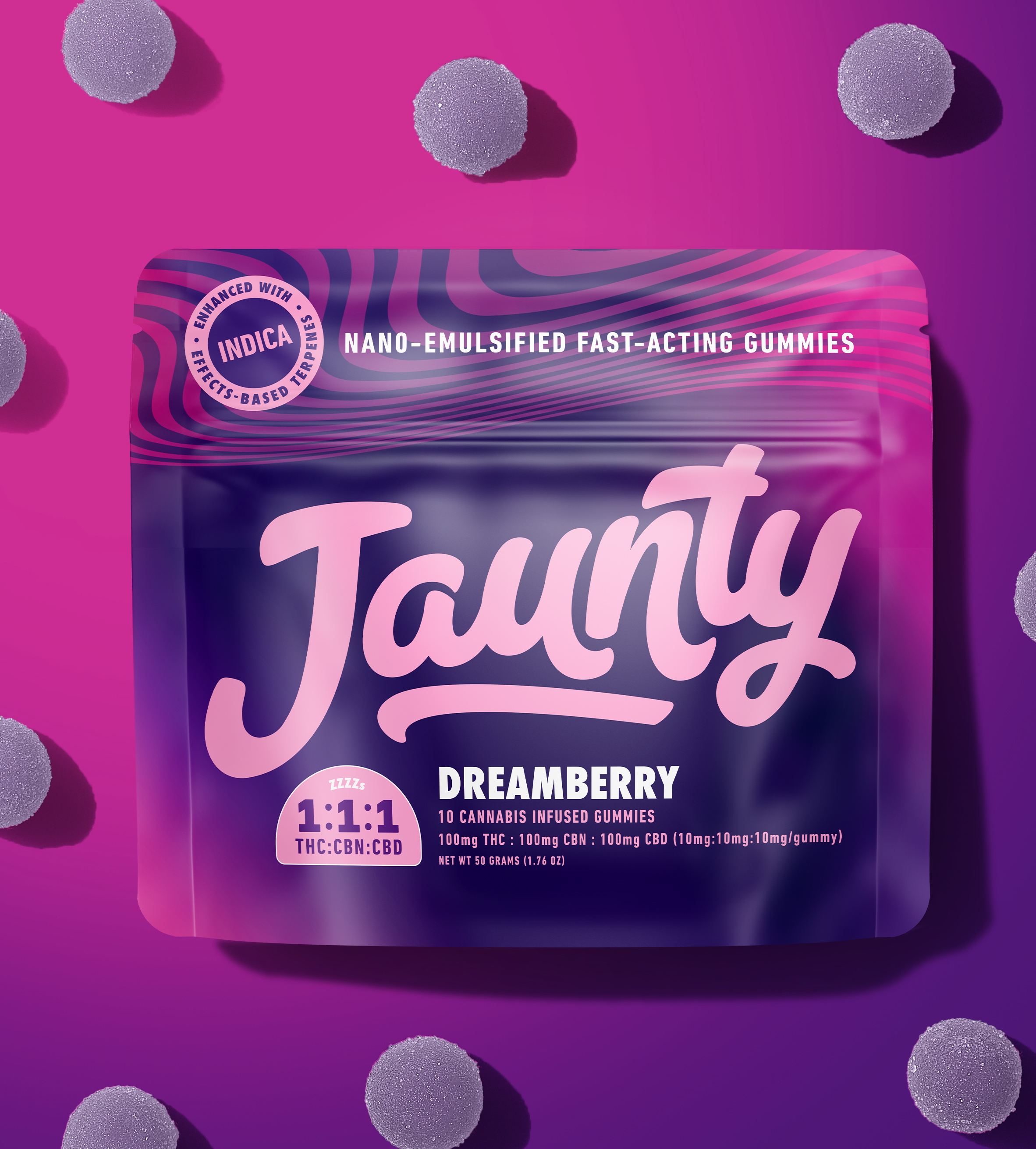 Photograph of product: 10-Pack Gummies 100mg - Dreamberry [1:1:1 TH-oui:CBN:CBD]