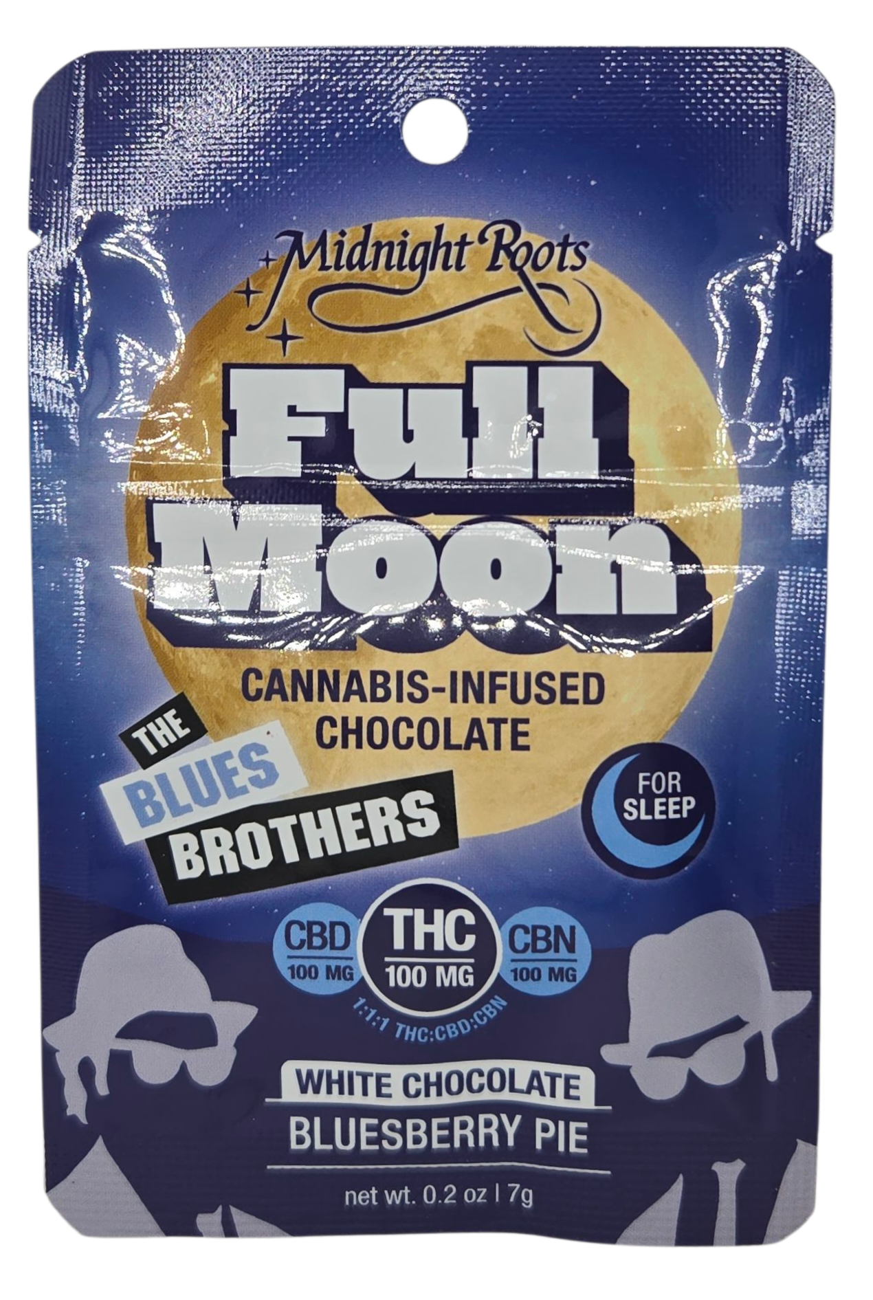 Photograph of product: Bluesberry Pie | 1:1:1 Thc/Cbd/Cbn  Full Moon Chocolate