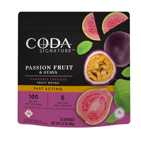 Photograph of product: Coda - Fruit Notes Gummies - 100mg - - Passion Fruit & Guava