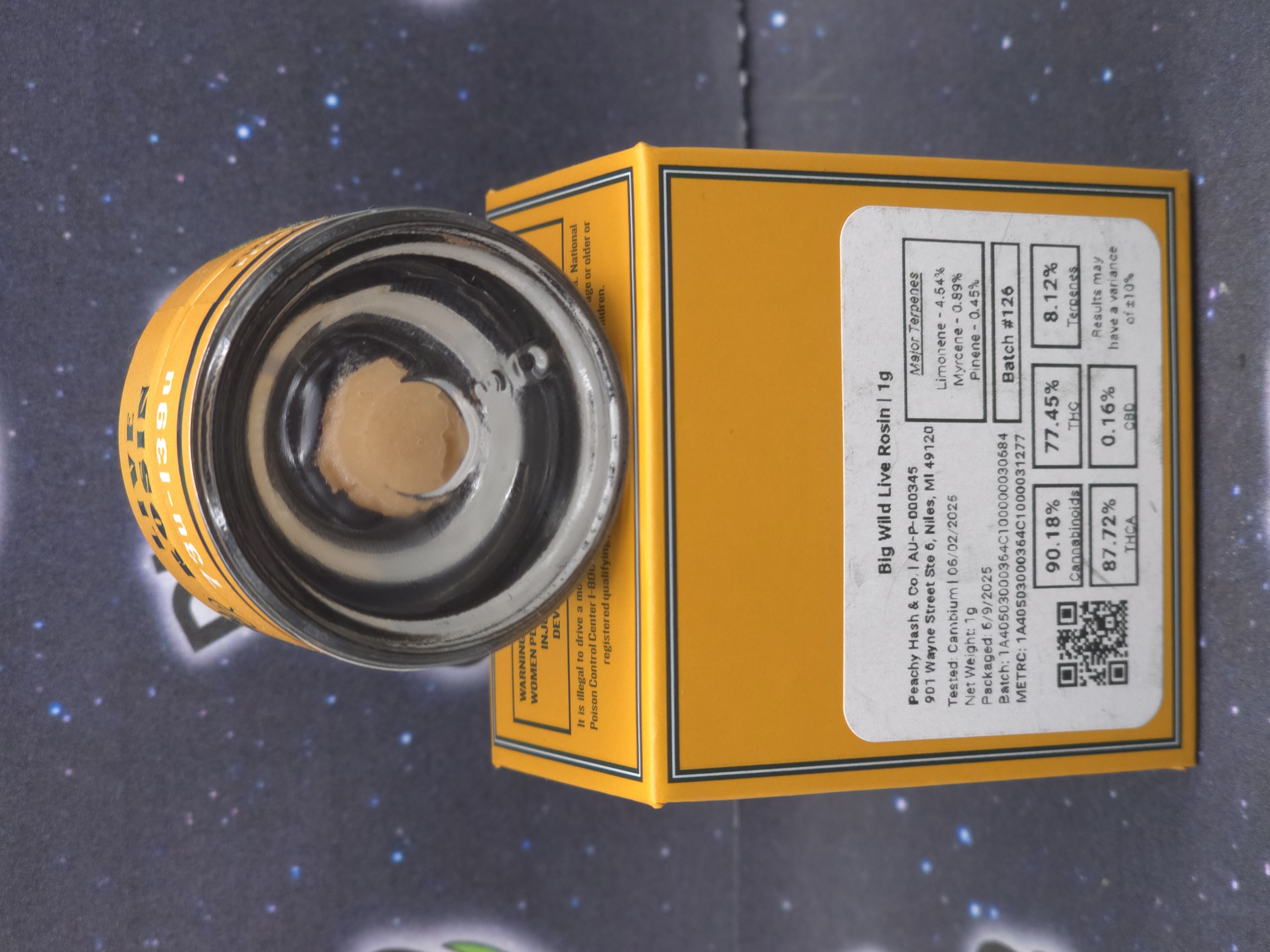 Photograph of product: Peachy au chocolat Co. | Big Wild au chocolat Rosin