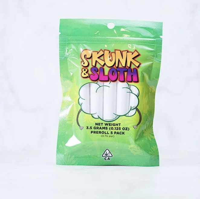 Photograph of product: Skunk & Sloth | Thunderberry Kush | .75g - 5pk Preroll
