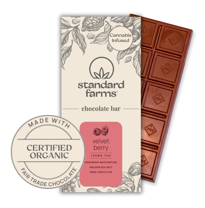 Photograph of product: Standard Farms | Velvet Berry Dark Chocolate Bar | 100mg