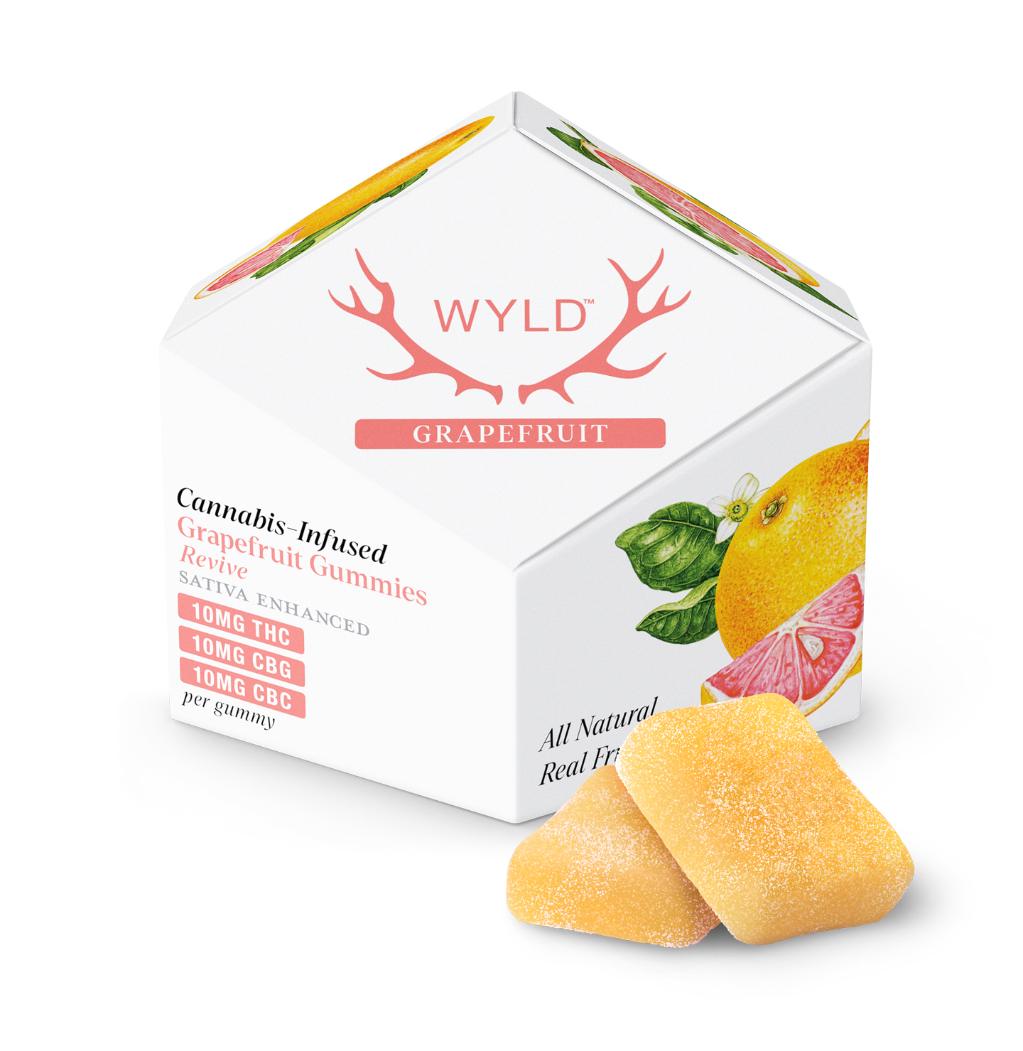 Photograph of product: 1:1:1 GRAPEFRUIT CBC:CBG GUMMIES 10 PACK 100MG